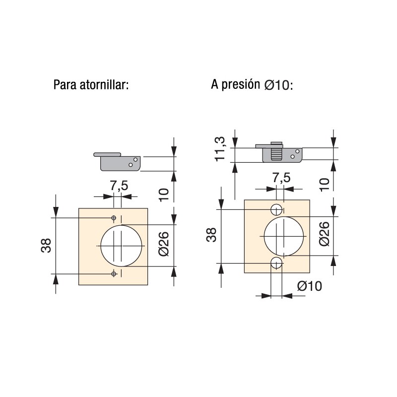 BISAGRA 26 RECTA C10