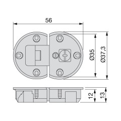 BISAGRA SECRETER REG D35 NI 1000107