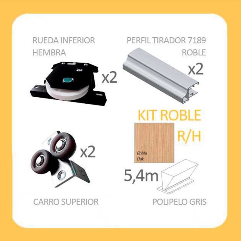 KIT PUERTA TIRADOR FORMA 16MM R/H