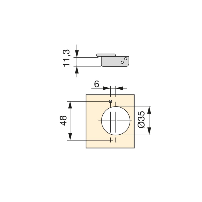 BISAGRA X91 SOFT 35 ANG 90º MNI T 48º 1040707