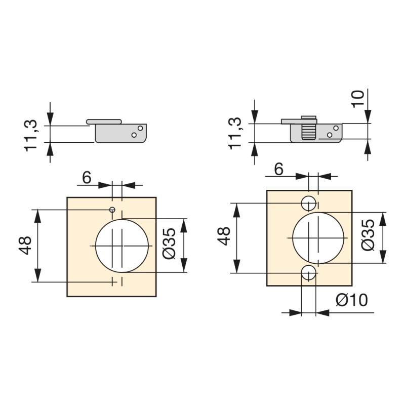 BISAGRA X91N 35 CLIP RECTA MNI T48 1040807