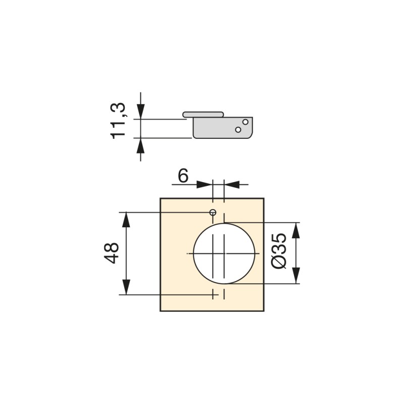 BISAGRA X91N 35 RECT S/MUELLE T48 100 1044007