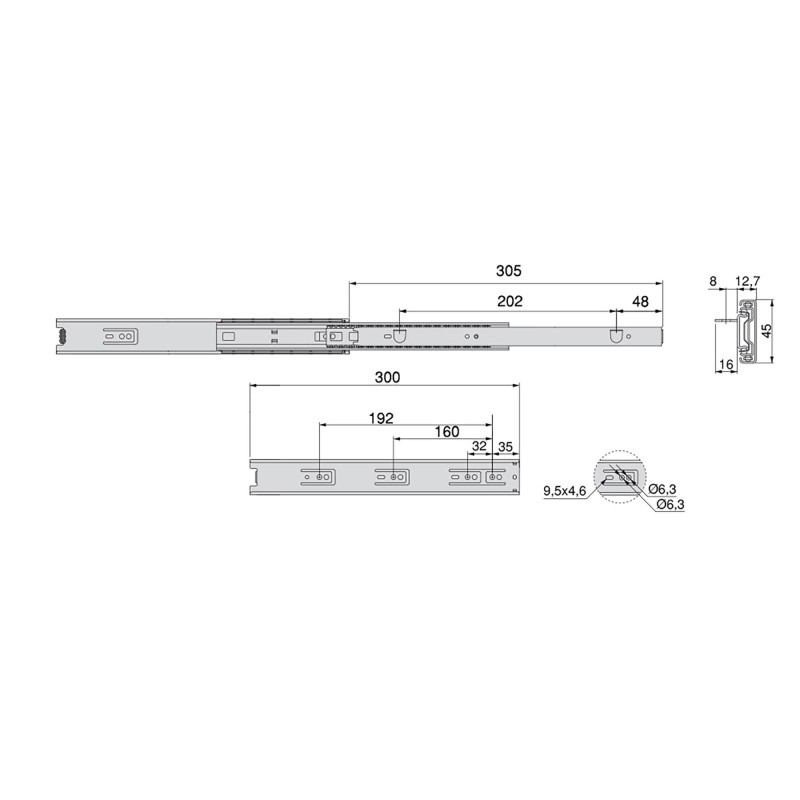 GUIA TEL C/E 45.7X12.7X350 ZINC 4300505