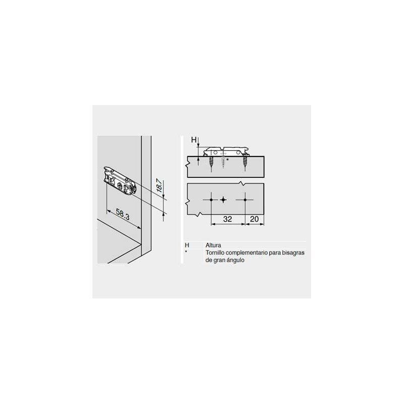 BASE CLIP RECTA ATORNILLAR NÍQUEL