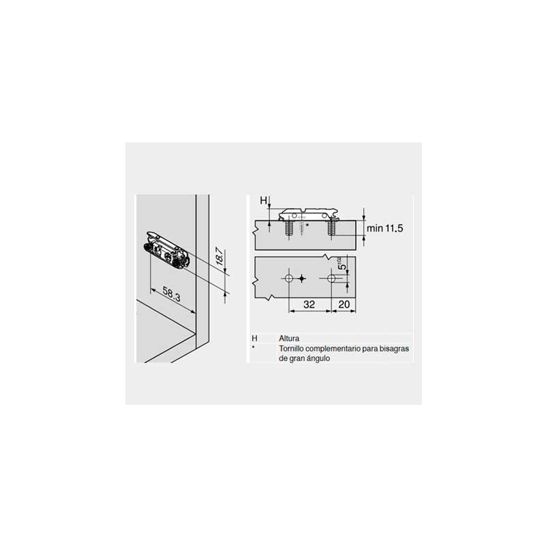 BASE CLIP RECTA 0MM TETON NIQUEL