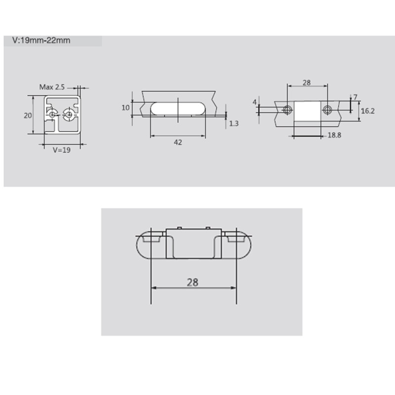 BISAGRA PIVOT-PRO C80 SOFT PERFIL ALUMINIO RECTA M/TOR