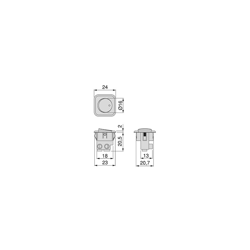 INTERRUPTOR PARA EMPOTRAR D21X21