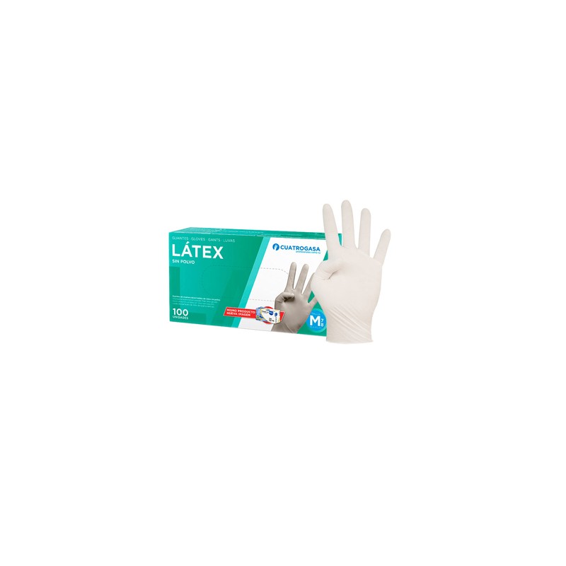 GUANTE LATEX DESECHABLE BLANCO T-M CAJA 100 UND