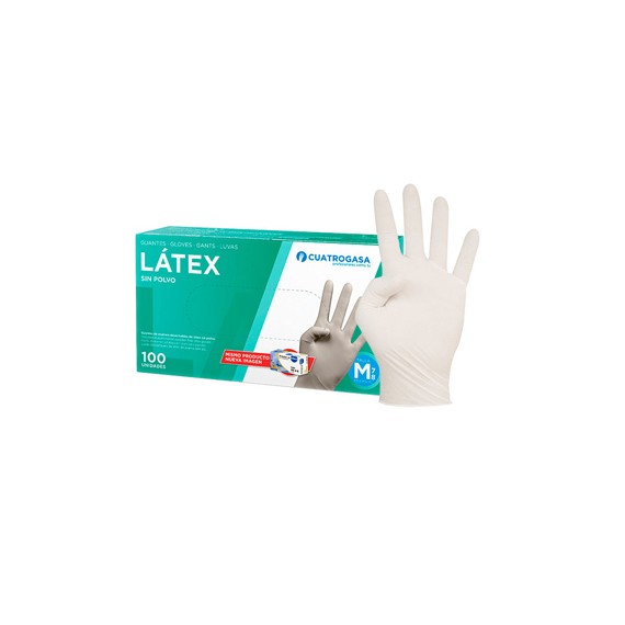 GUANTE LATEX DESECHABLE BLANCO T-M CAJA 100 UND