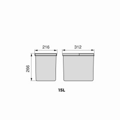 CUBO RECYCLE ALTURA 266MM PARA BASE RECYCLE PARA CAJON