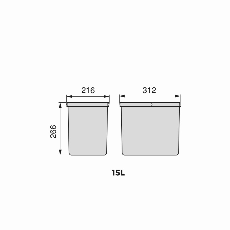 CUBO RECYCLE ALTURA 266MM PARA BASE RECYCLE PARA CAJON