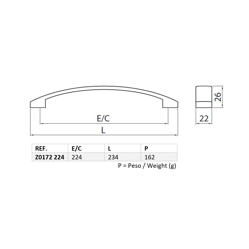 TIRADOR FOX 224 INOX LOOK Z017222467