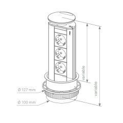 ENCHUFE OCULTO EXTRAIBLE PORT PLATA MT 2 SCHUKO+USB-A 159310400200