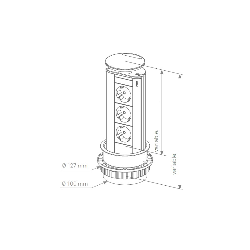 ENCHUFE OCULTO EXTRAIBLE PORT PLATA MT 2 SCHUKO+USB-A 159310400200