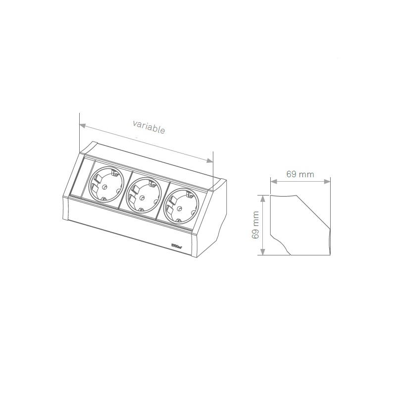 ENCHUFE V-DOCK PLATA 3 SCHUKO 159360001300