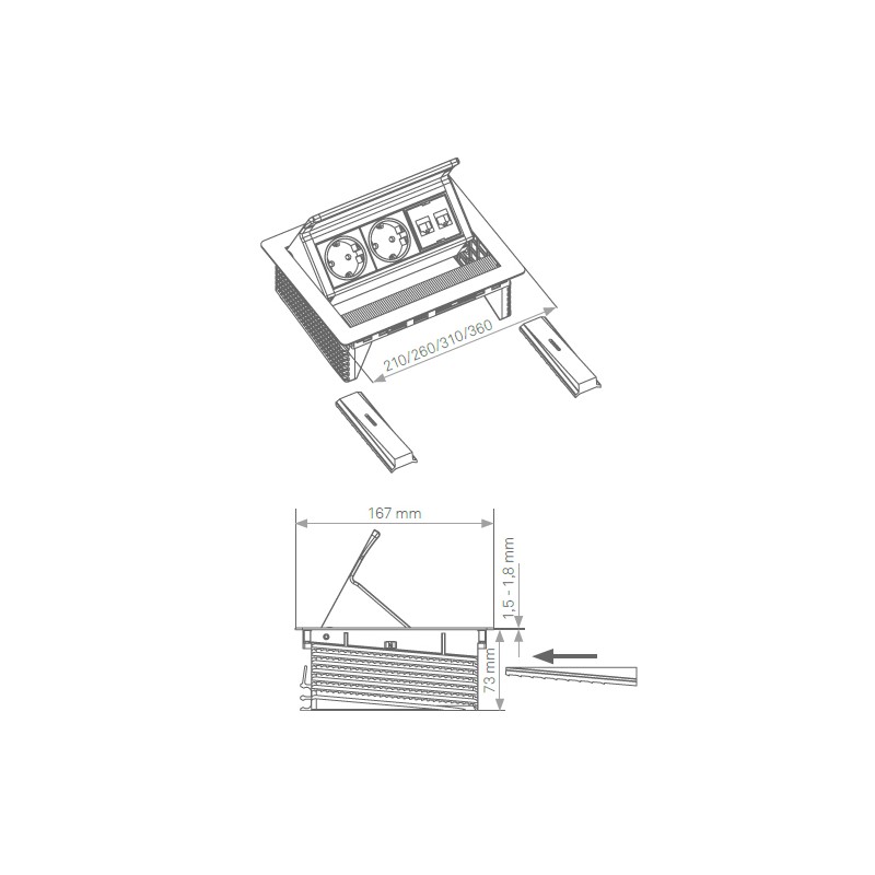 ENCHUFE FLIPTOP PUSCH INOX 3 SCHUKO INOX 159370024900