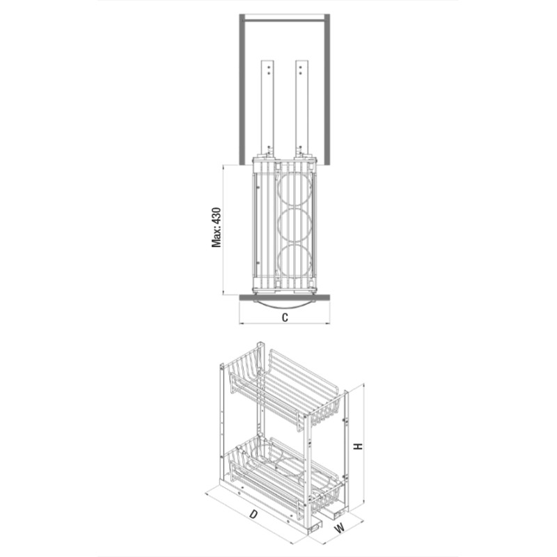 BOTELLERO - ESPECIERO EXT TOTAL SOFT 400MM S-2172