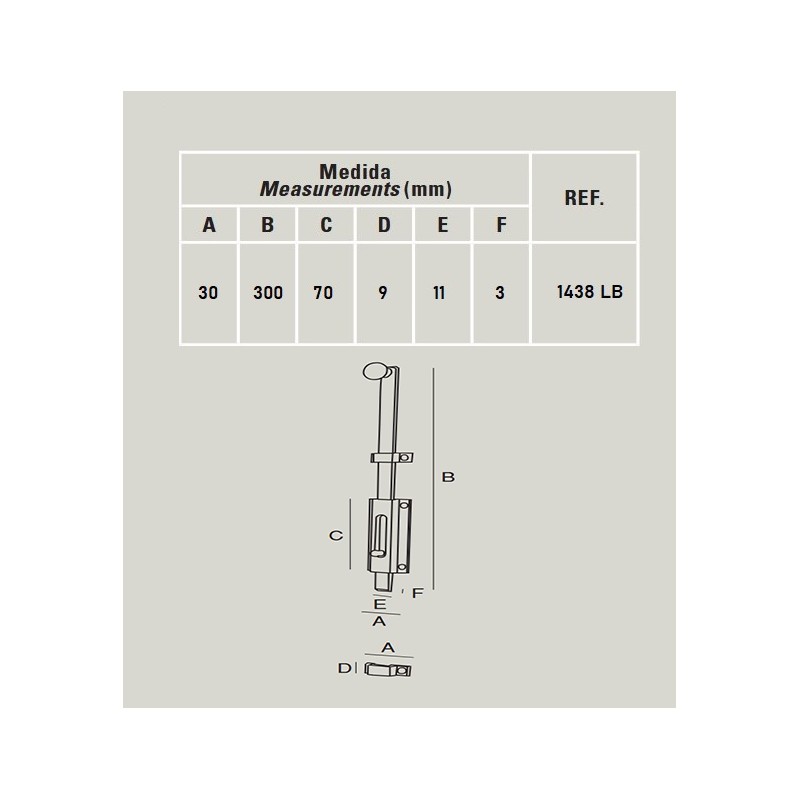 PASADOR LATON BR 300X30 M.EST1438LB