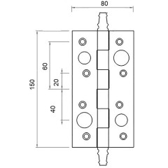 BISAGRA DE SEGURIDAD CANTO CUADRADO 150X80X3 MM CON REMATE 905