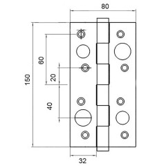 BISAGRA SEGUR C/CUAD 150X80X3 NEGRO S/R 905