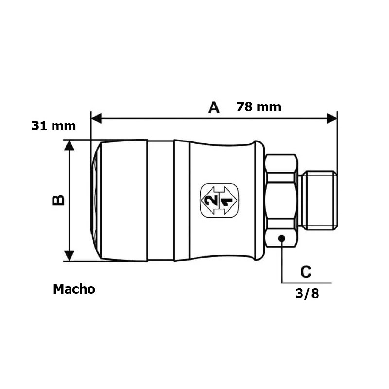 ENCHUFE RAPIDO 3/8´ MODELO ISG