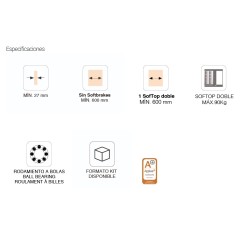JUEGO DE ACCESORIOS SF-A90 PLETINA SOBREPUESTA. X2 FRENO RETENEDOR