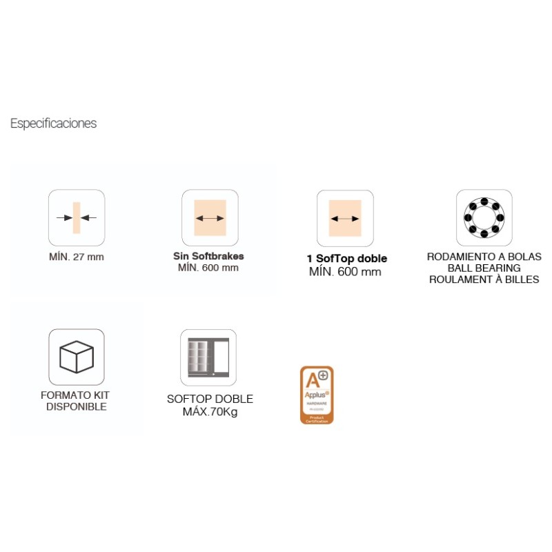 BOXKED KIT SF-P70 READY. X2 FRENO RETENEDOR (PLETINA SOBREPUESTA). 1 PUERTA. 2M