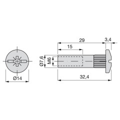 TUERCA C/CAB D14 M6X29 NI 5021307