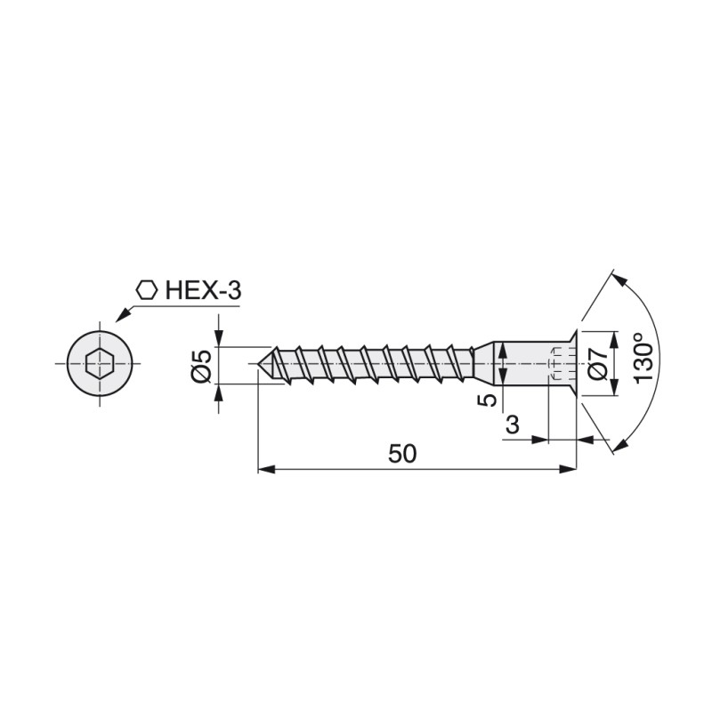 TORNILLO ENSAMBLE ALLEN 3 5X50 ZINC 7011905