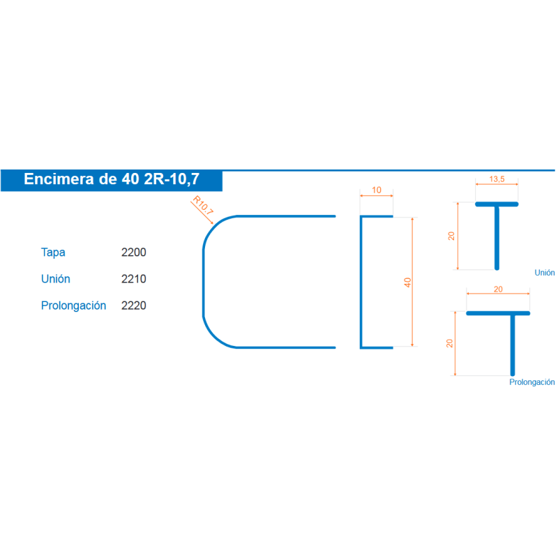 JUNTA ENCIMERA T 40MM REVERSIBLE