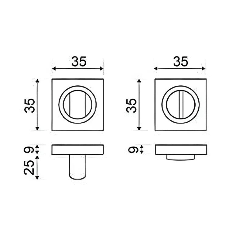 SET CONDENA CUADRADA INOX WC 35X35MM SV-0346 LT MT
