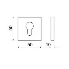 ROSETA C/BOCALLAVE INOX CUADRADO 50X50X10MM SV-B303 LT MT