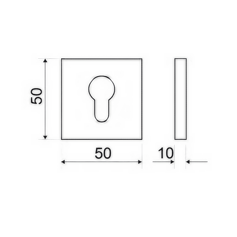 ROSETA C/BOCALLAVE INOX CUADRADO 50X50X10MM SV-B303 LT MT