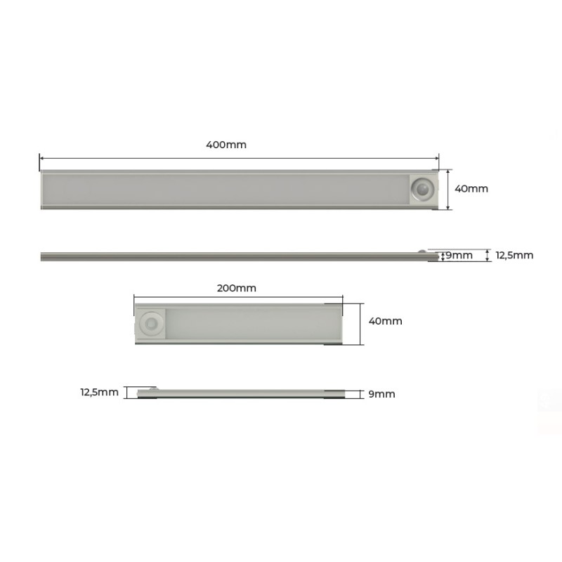 LED VIANA PIR 4000K BATERIA LITIO RECARGABLE ALUMINIO MATE