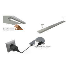 LED VIANA PIR 4000K BATERIA LITIO RECARGABLE ALUMINIO MATE