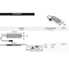 CONVERTIDOR ESTANQUE IP67 200W 24V