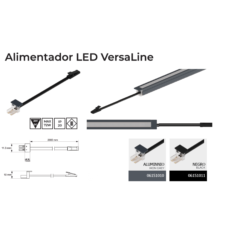 CABLE ALIMENTADOR 2M LED VERSALINE V1