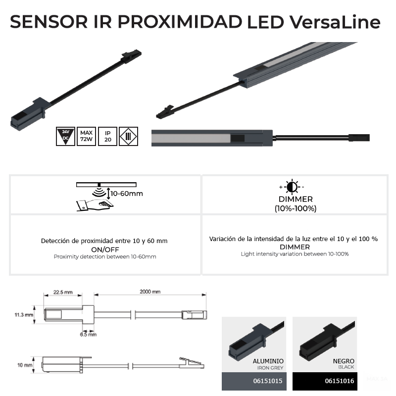SENSOR IR PROXIM LED VERSALINE V1 12/24V
