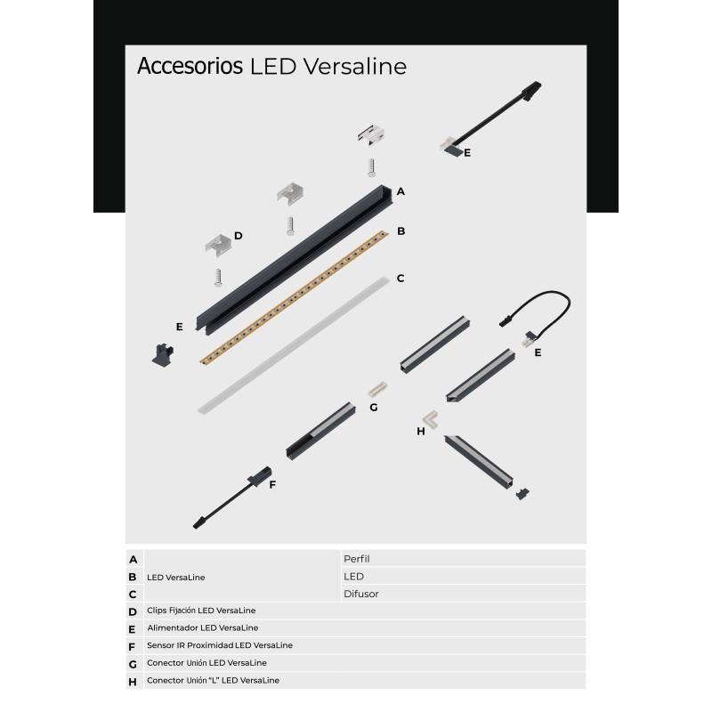CLIPS FIJACION LED VERSALINE V1 PACK 10 UND
