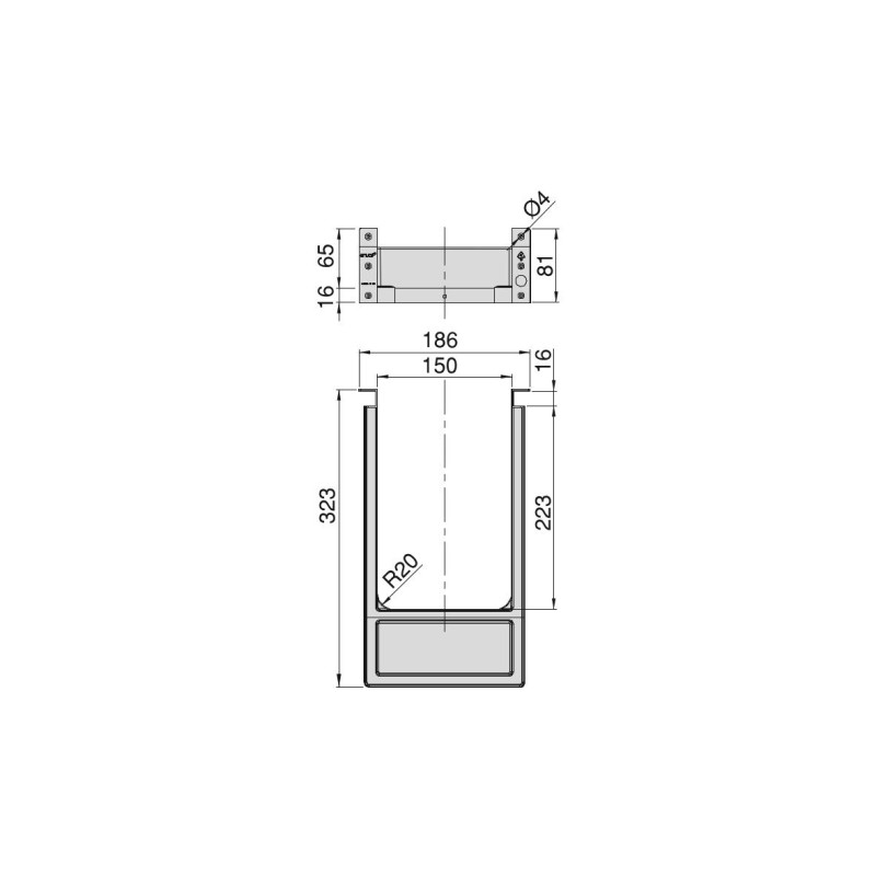 PIEZA P/DESAGUE RECT DE 250MM