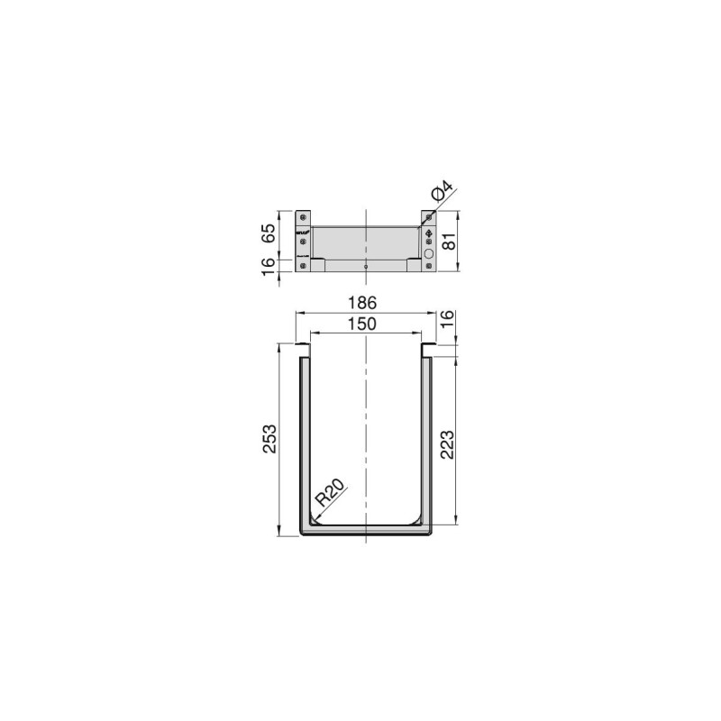 PIEZA P/DESAGUE RECT DE 250MM